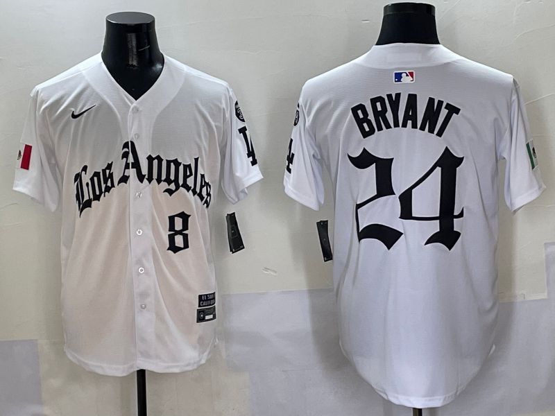Men Los Angeles Dodgers #24 Bryant White Five generations Joint Name 2025 Nike MLB Jersey style 8